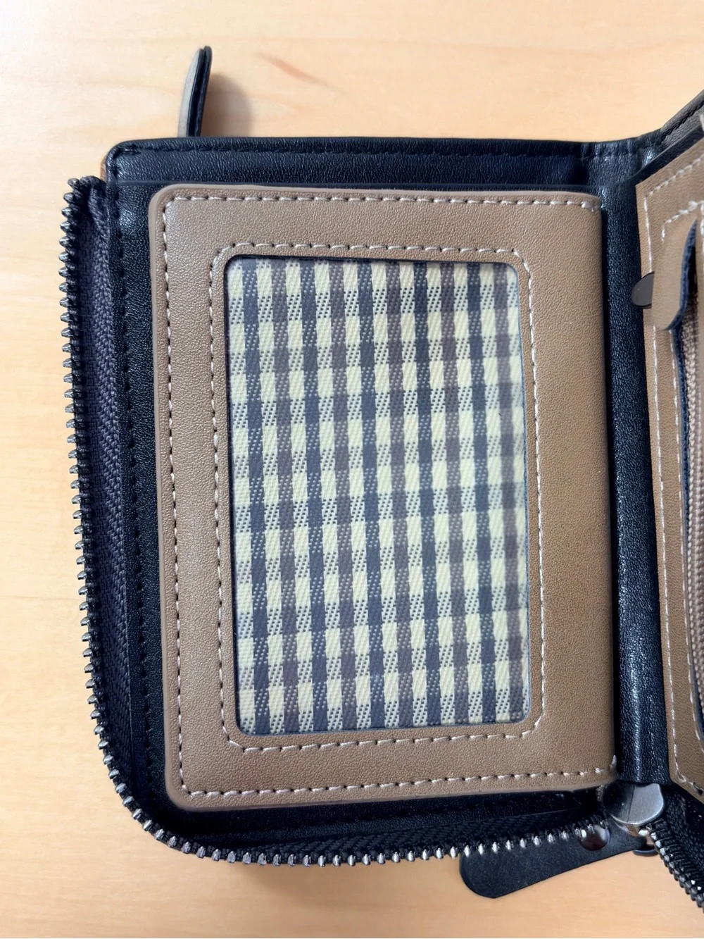 Pidengbao (USED) Two-Tone Gray & Brown Zip Card Holder Wallet